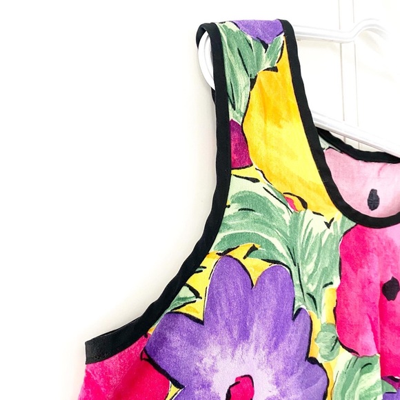 Vintage 80s Cotton Floral Tank-top - Picture 2 of 3